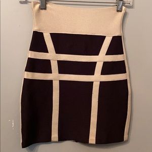Herve Leger black and white colorblock mini skirt